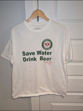 Dos Equis XX Cancun Mexico Save Water Drink Beer Graphic Beer T-Shirt Vacation T